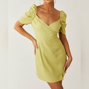 Lush Key Lime Puffed Sleeve Dress